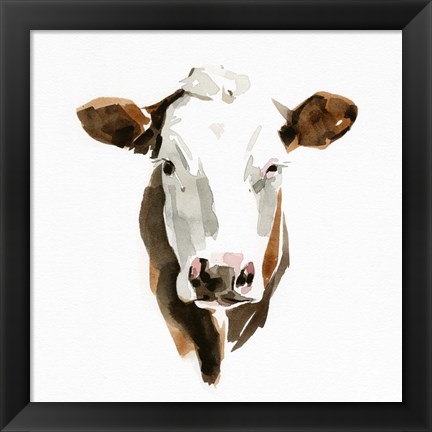 Framed Watercolor Bovine III Print