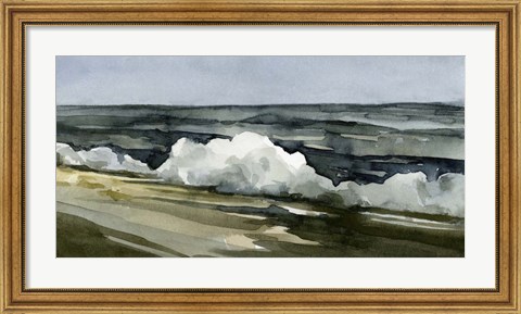 Framed Loose Watercolor Waves I Print