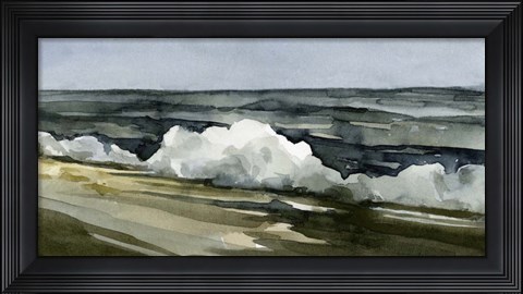 Framed Loose Watercolor Waves I Print