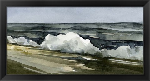 Framed Loose Watercolor Waves I Print