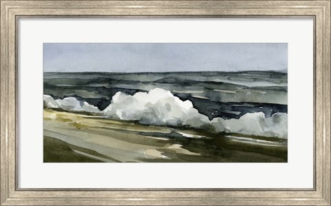 Framed Loose Watercolor Waves I Print