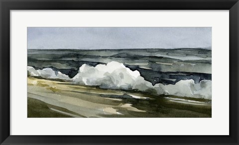 Framed Loose Watercolor Waves I Print