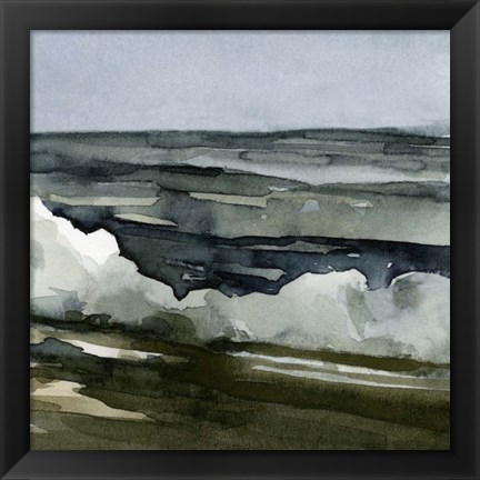 Framed Loose Watercolor Waves III Print