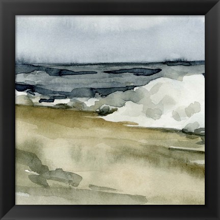 Framed Loose Watercolor Waves V Print