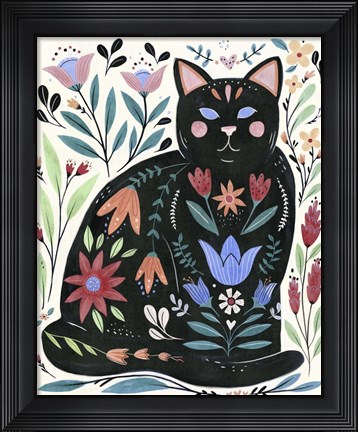 Framed Folksy Feline II Print