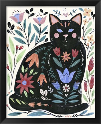 Framed Folksy Feline II Print