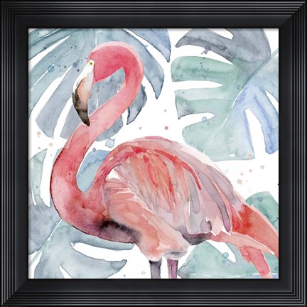 Framed Flamingo Splash II Print