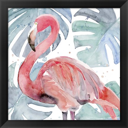 Framed Flamingo Splash II Print