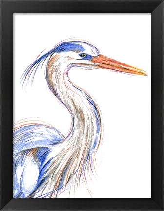 Framed Heron&#39;s Glance I Print