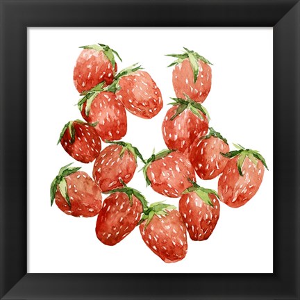 Framed Strawberry Picking I Print