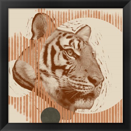 Framed Pop Art Tiger I Print