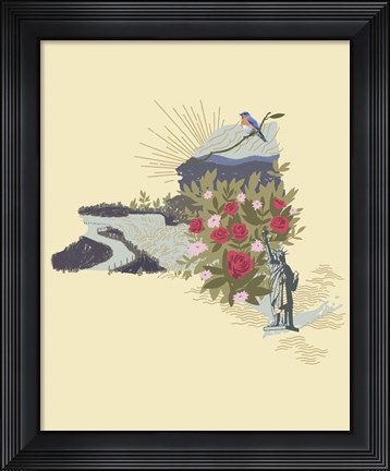 Framed Illustrated State-New York Print
