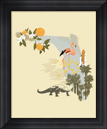 Framed Illustrated State-Florida Print
