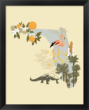 Framed Illustrated State-Florida Print