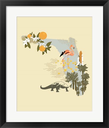 Framed Illustrated State-Florida Print