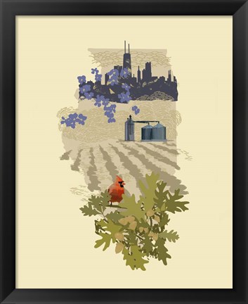 Framed Illustrated State-Illinois Print