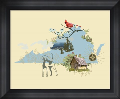 Framed Illustrated State-Virginia Print