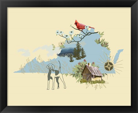 Framed Illustrated State-Virginia Print