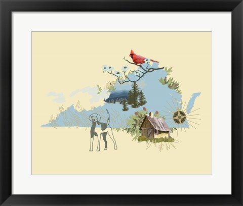 Framed Illustrated State-Virginia Print