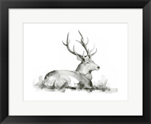 Framed Recumbent Stag I Print