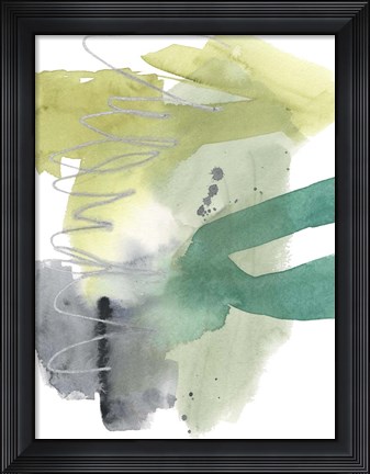 Framed Graffiti Green I Print