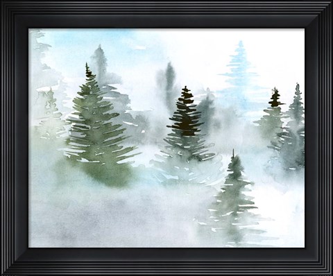 Framed Foggy Evergreens II Print