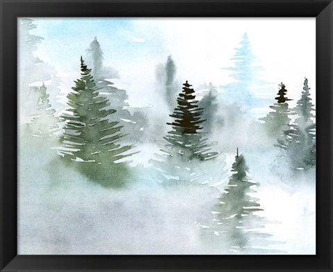 Framed Foggy Evergreens II Print