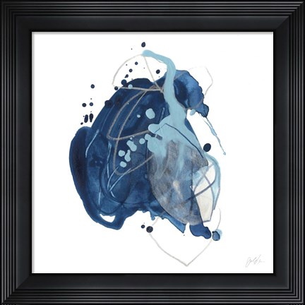 Framed Blue Ink Blot I Print