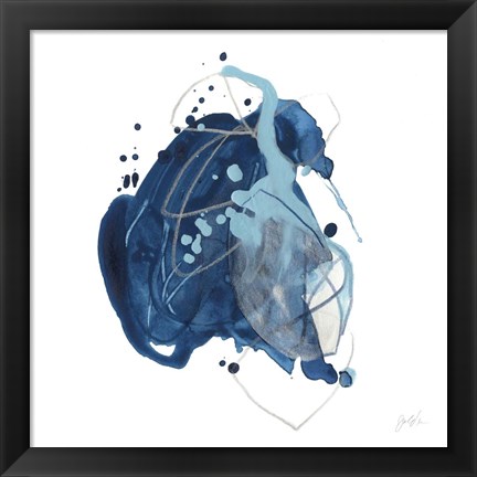 Framed Blue Ink Blot I Print