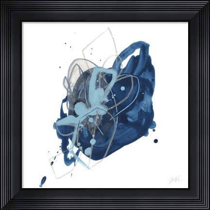 Framed Blue Ink Blot II Print