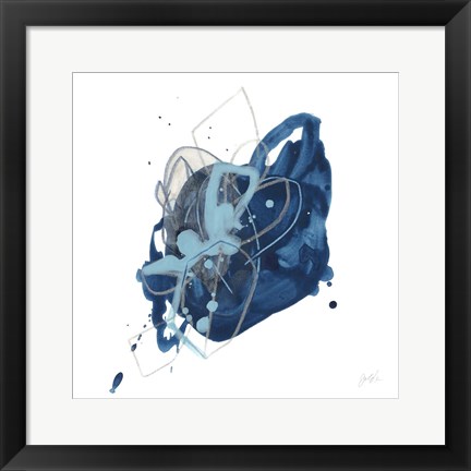 Framed Blue Ink Blot II Print