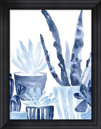 Framed Indigo Succulent III Print