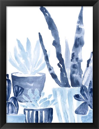 Framed Indigo Succulent III Print