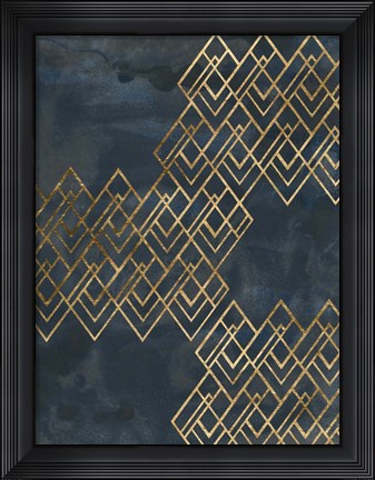 Framed Deco Pattern in Blue I Print