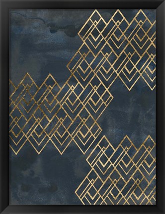 Framed Deco Pattern in Blue I Print