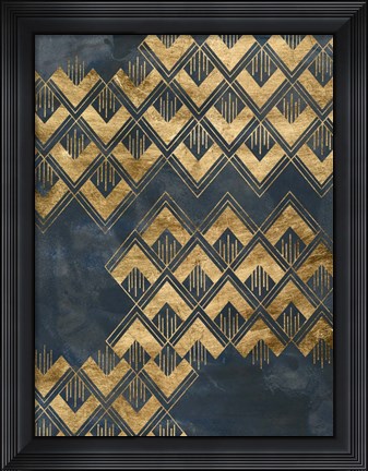 Framed Deco Pattern in Blue II Print