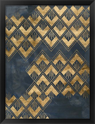 Framed Deco Pattern in Blue II Print