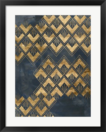 Framed Deco Pattern in Blue II Print