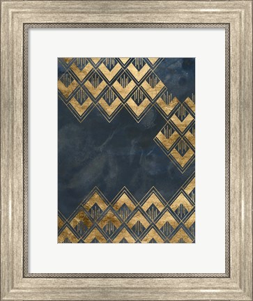 Framed Deco Pattern in Blue III Print