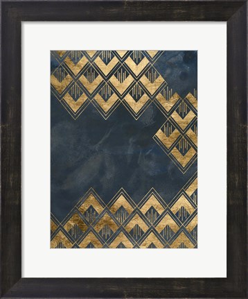 Framed Deco Pattern in Blue III Print