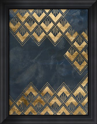 Framed Deco Pattern in Blue III Print