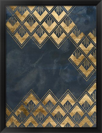 Framed Deco Pattern in Blue III Print