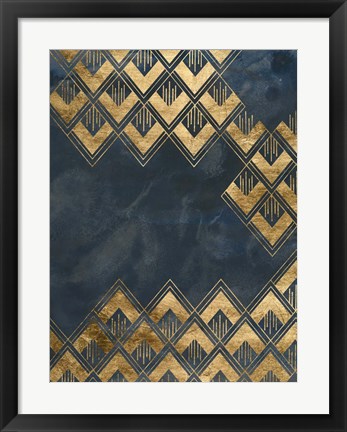 Framed Deco Pattern in Blue III Print