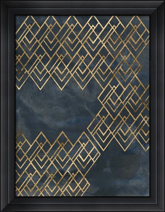 Framed Deco Pattern in Blue IV Print
