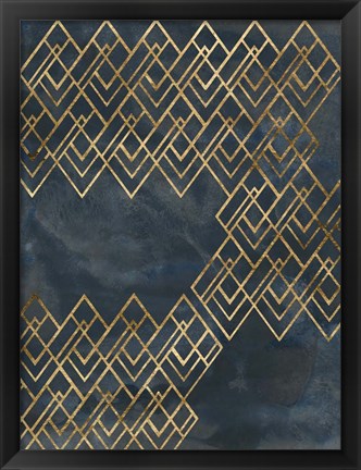 Framed Deco Pattern in Blue IV Print