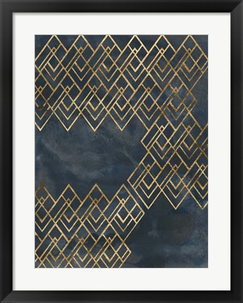 Framed Deco Pattern in Blue IV Print