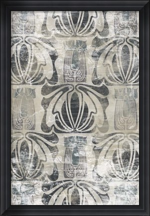 Framed Weathered Deco Panel I Print