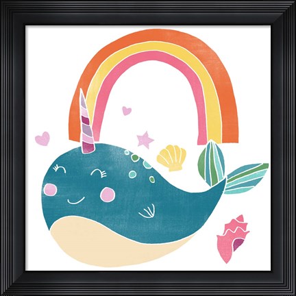Framed Happy Narwals I Print