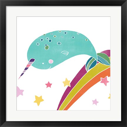 Framed Happy Narwals II Print