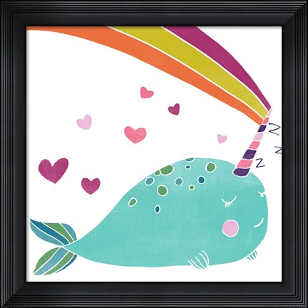 Framed Happy Narwals III Print